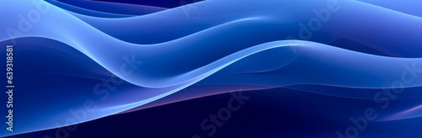 Fototapeta Dark blue background with a blue waves design, in the style of minimalistic geometric, digital blue neon banner. 