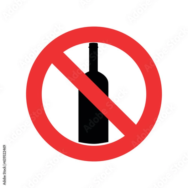 Obraz Forbidden sign isolated on white background. No alcohol. It is forbidden to drink alcohol.
