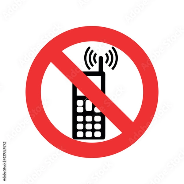 Obraz Forbidden sign isolated on white background. Don t use the phone. No network.