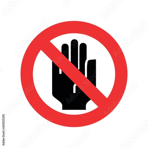 Obraz Forbidden sign isolated on white background. Stop sign  with hand.