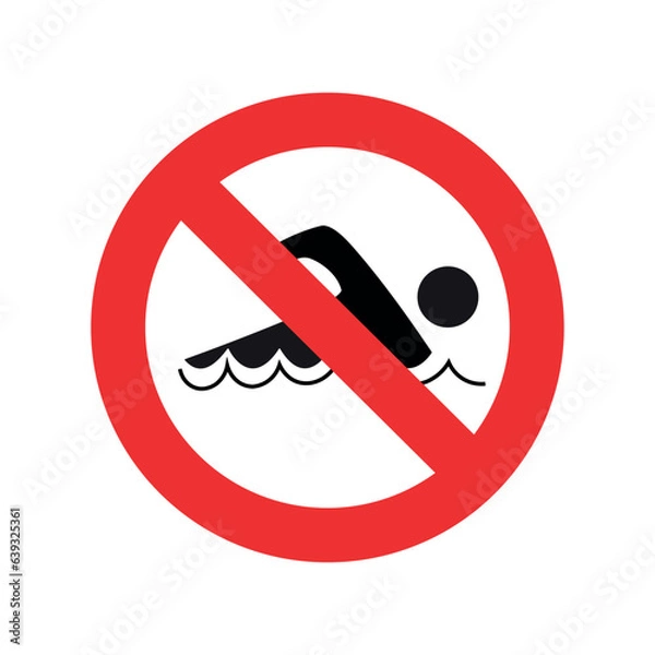 Obraz Forbidden sign isolated on white background. No swimming.