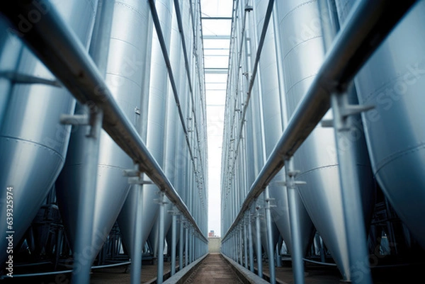 Fototapeta Sleek Silver Silos