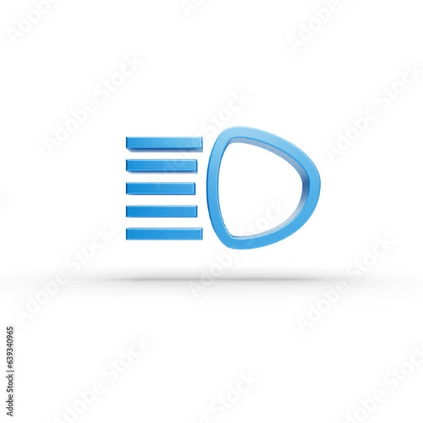 Fototapeta Full Beam turned on Car Dashboard Warning Maintenance Icon Sign. Transparent background