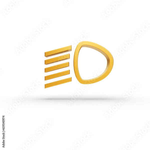 Fototapeta Dipped headlights turned on Car Dashboard Warning Maintenance Icon Sign. Transparent background