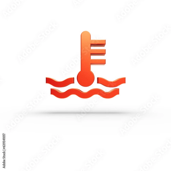 Fototapeta Cooling system High Temperature Warning Light Car Dashboard Warning Maintenance Icon Sign. Transparent background