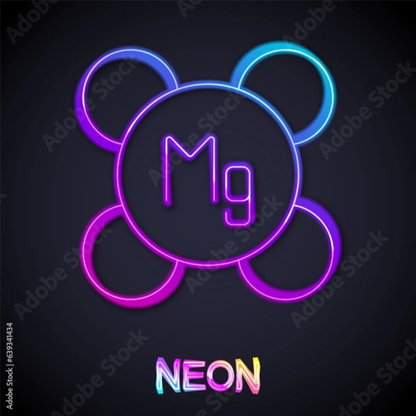 Fototapeta Glowing neon line Magnesium chemical element icon isolated on isolated on black background. Vector