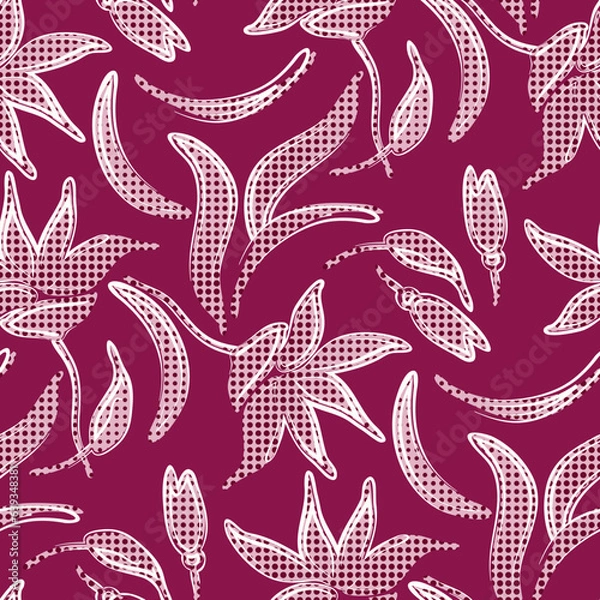 Obraz Stylized Lilies Seamless Pattern