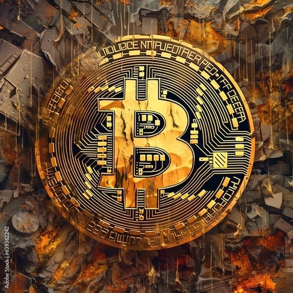 Fototapeta Bitcoin is a decentralized digital currency.