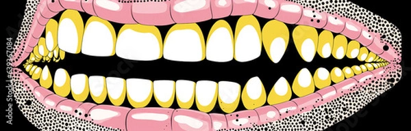 Fototapeta mouth textured in wallpaper banner type design, pop art style, grunge colorful mood, abstract surreal concept theme