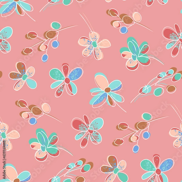 Fototapeta Decorative Flowers Seamless Pattern 