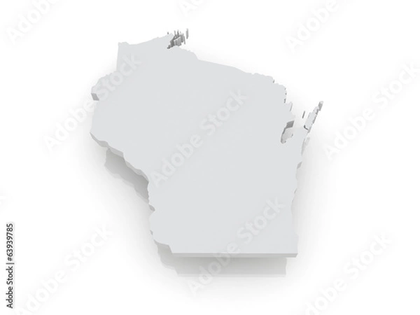Obraz Three-dimensional map of Wisconsin. USA.