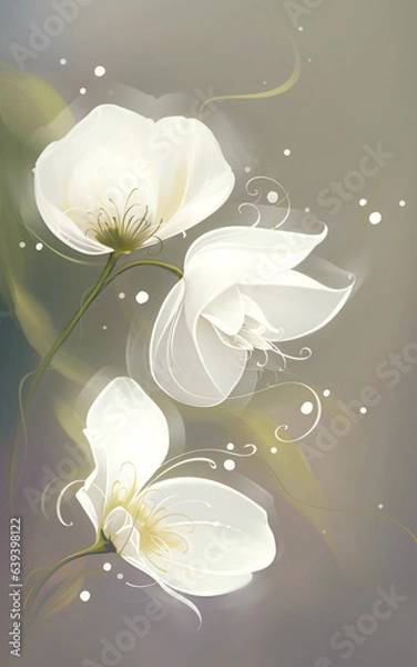 Obraz delicate stylish white transparent flowers with decor and design elements
