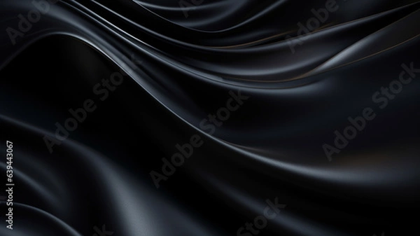 Fototapeta Elegance abstract soft focus wave glossy Black fabric use for background