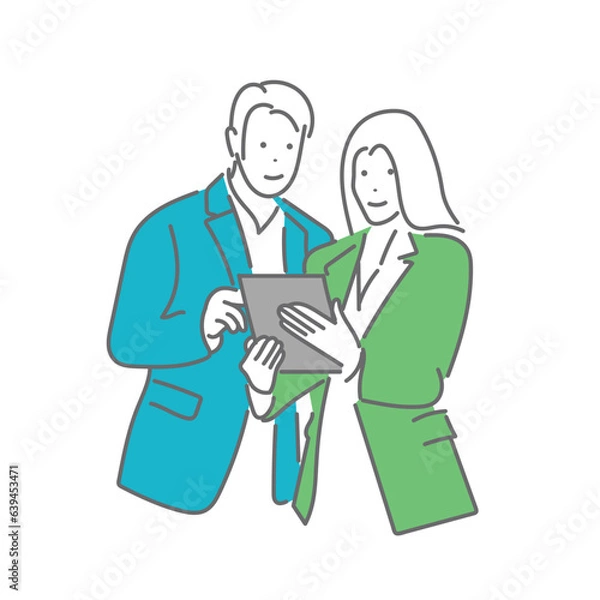 Fototapeta コミュニケーションをとるビジネスパーソンのイラスト素材