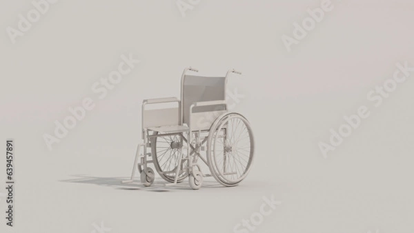 Obraz Wheelchair model a white wheelchair on a white background 3d render

