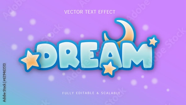 Obraz Dreamy text effect editable cute and adorable font display with star and crescent moon decoration