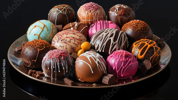 Fototapeta Chocolate truffles and pralines. Generative Ai