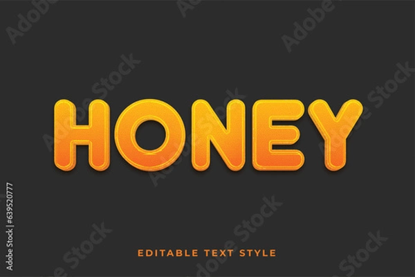 Fototapeta Honey 3d text effect, editable font style