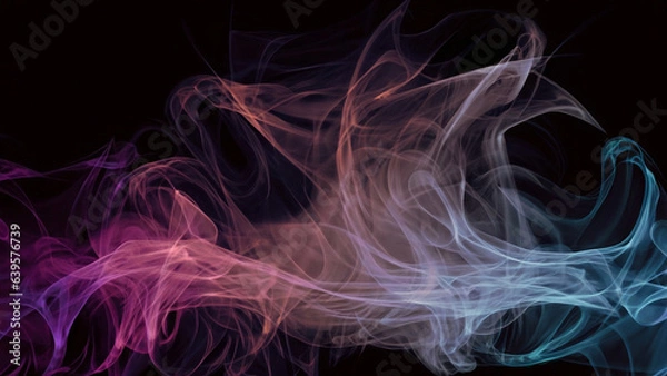 Fototapeta Color smoke abstract background. Cold and hot contrast. Defocused blue red contrast. Vapor floating cloud texture. Generative AI