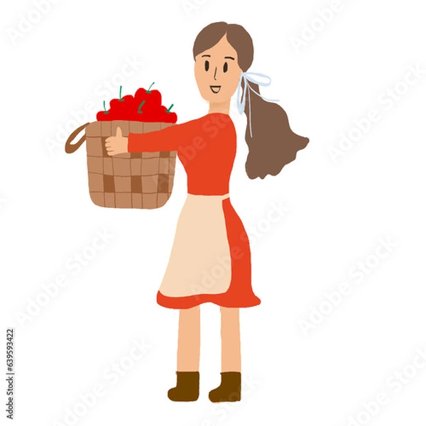 Obraz girl with a basket of fruit