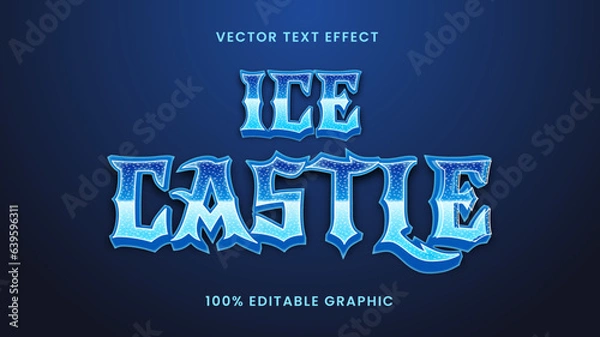 Obraz Frozen text effect design. ice castle fairy tale theme. Blue and shiny ice effect on text. Editable and scalable text effect.
