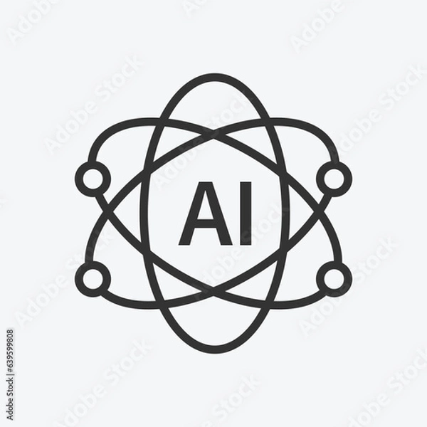 Fototapeta Artificial intelligence icon vector. Linear style sign for mobile concept and web design. Artificial intelligence symbol  vector illustration. Flat vector simple element graphics - vector.