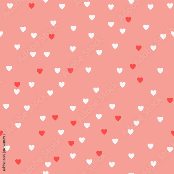 Obraz Seamless pattern of small hearts white and red