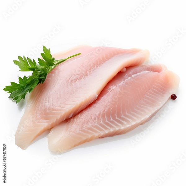 Fototapeta fresh chicken Slices Isolated white background