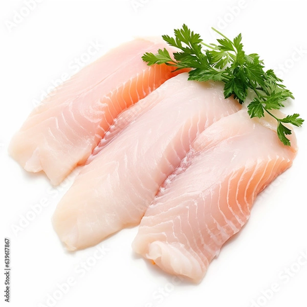 Fototapeta fresh chicken Slices Isolated white background