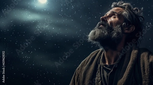 Obraz abraham standing outside on the step looking at the sky