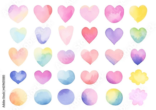 Obraz 水彩で描いたハートマークセット