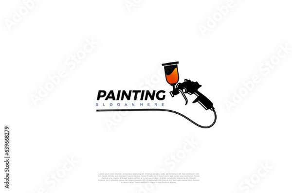 Fototapeta Painting logo with spray gun colorful design for Vehicle or art Concept, Vector illustration logo design template