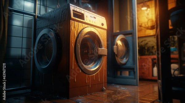 Fototapeta washing machine in front of washing machine