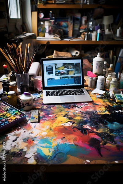 Obraz Laptop on desk