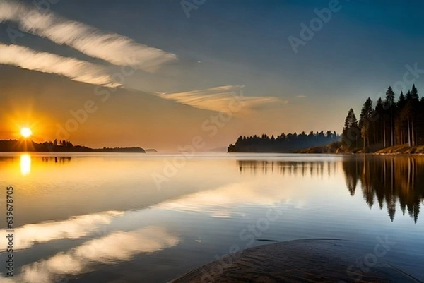 Obraz sunset over the lake