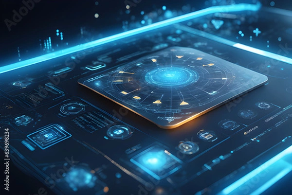 Fototapeta Cybersecurity interface that utilizes artificial intelligence and machine learning algorithm