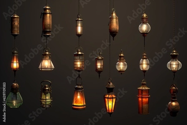 Obraz Lamp antique set. Generated AI.