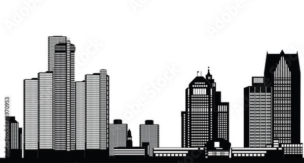 Fototapeta detroit american city skyline