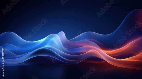 Fototapeta abstract blue background with wave. generative ai