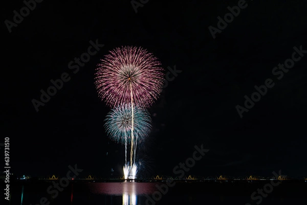 Fototapeta 夏の夜空に咲く大輪の花火