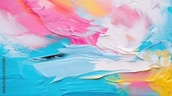 Fototapeta Closeup of abstract rough colorful art painting texture