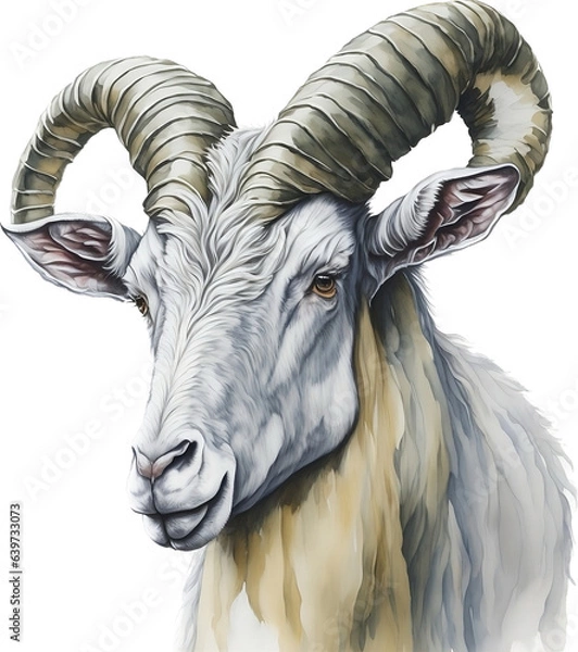 Obraz cashmere goat head 2 line icon