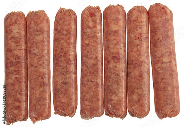 Obraz Raw Breakfast Sausage Links on white background.