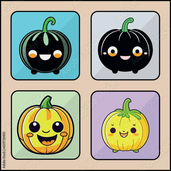 Fototapeta Pumpkin Patch vector icon art set