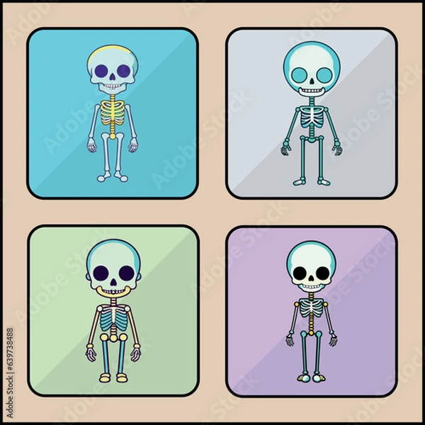 Fototapeta Skeleton vector icon art set