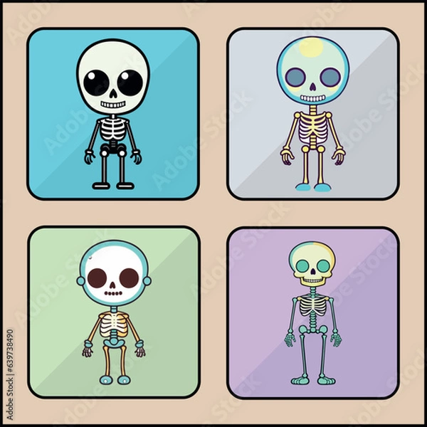 Fototapeta Skeleton vector icon art set