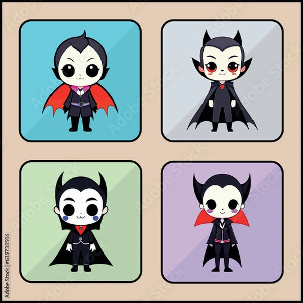 Fototapeta Vampire vector icon art set