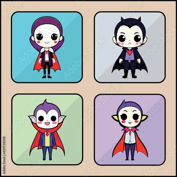 Fototapeta Vampire vector icon art set