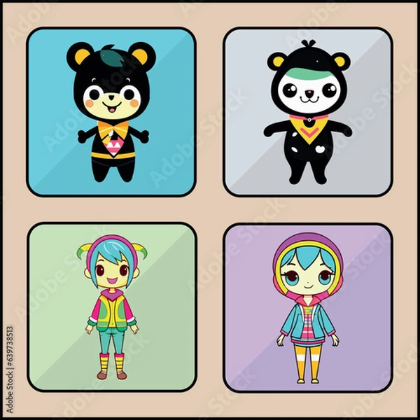 Fototapeta Trickster vector icon art set