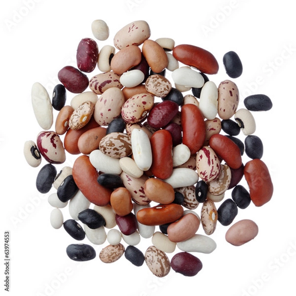 Fototapeta Assorted dried beans isolated on white background